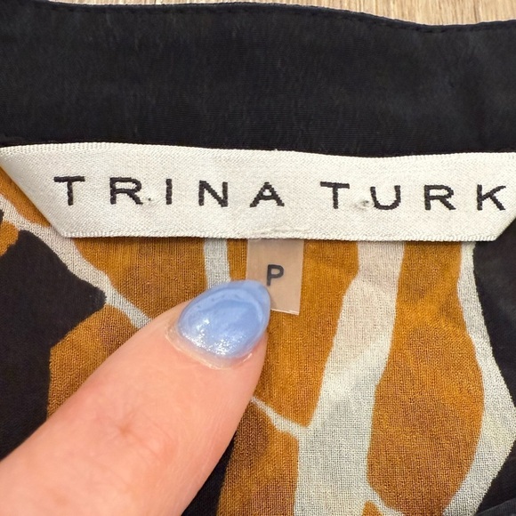 Trina Turk Black and Gold Patterned Blouse - Picture 3 of 4